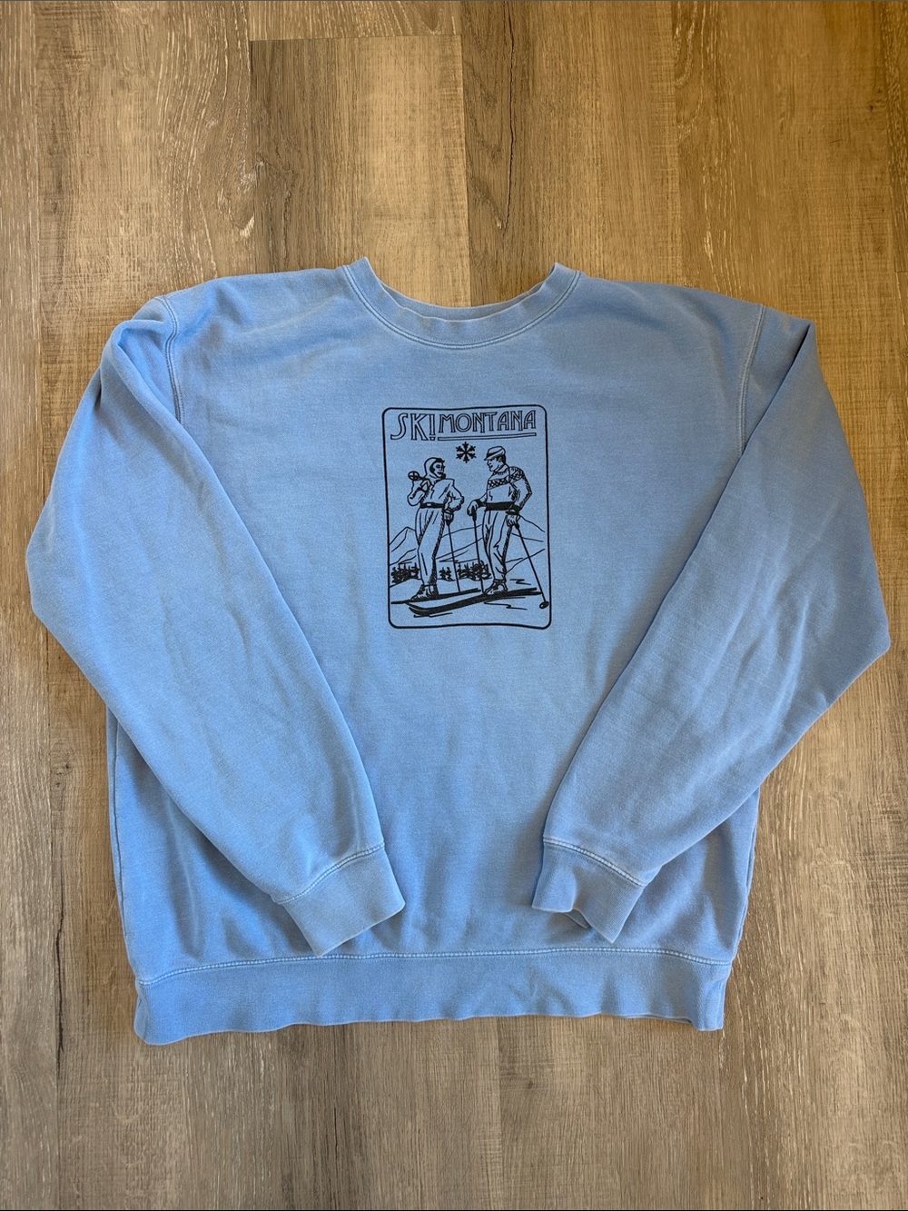 Light Blue 'Ski Montana' Crewneck Sweatshirt